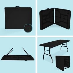 LifeGoods Klaptafel - Inklapbaar - 70x180cm - Verstelbare Vouwtafel - Weerbestendig - Zwart -Tuinverzorgings Winkel 1200x1200 451