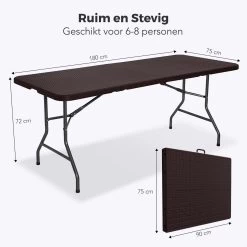 LifeGoods Klaptafel - Inklapbaar - 180 Cm - 6 Tot 8 Personen - Bruin -Tuinverzorgings Winkel 1200x1200 499