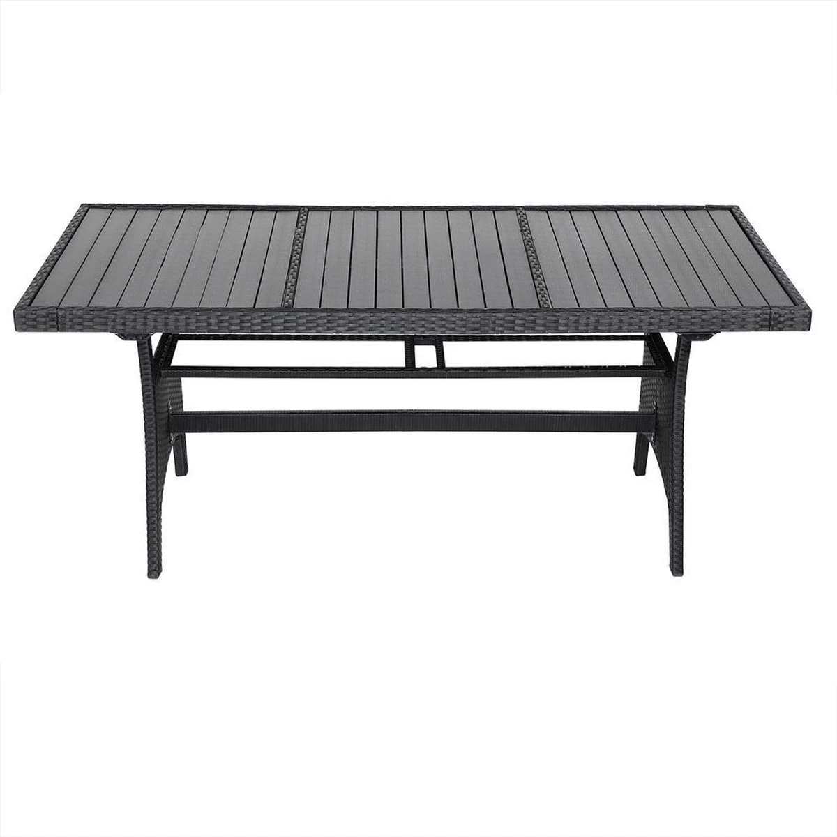 Casaria Polyrattan Tuintafel - WPC Tafelblad 190x90x74 Cm – Zwart 4 Casaria Polyrattan Tuintafel - WPC Tafelblad 190x90x74 Cm – Zwart - Afbeelding 2