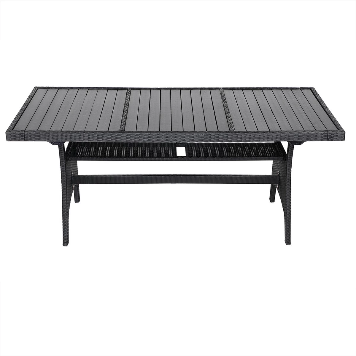 Casaria Polyrattan Tuintafel - WPC Tafelblad 190x90x74 Cm – Zwart 5 Casaria Polyrattan Tuintafel - WPC Tafelblad 190x90x74 Cm – Zwart - Afbeelding 3