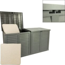 MaxxGarden Kussenbox - Tuin Opbergkist - Opbergbox - 750 L - 155x66x80 Cm - Grijs -Tuinverzorgings Winkel 1200x1200 547