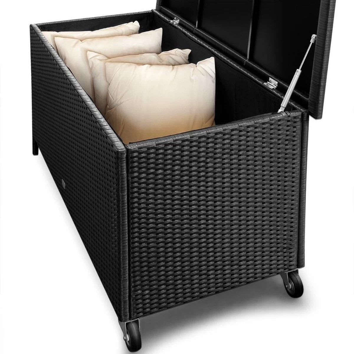 Casaria Wicker Opbergbox - Waterdicht 121,5cm Met Wielen - Grijs 7 Casaria Wicker Opbergbox - Waterdicht 121,5cm Met Wielen - Grijs - Afbeelding 5