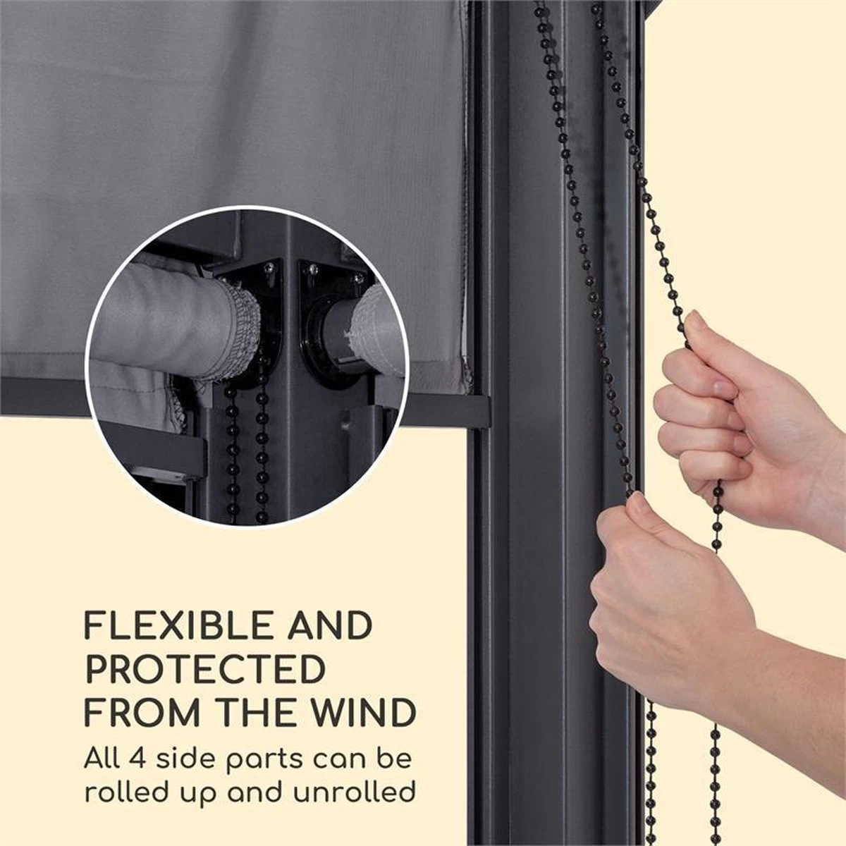 Blumfeldt Grandezza Cortina Tuinpaviljoen , 6 X6 Cm Stalen Frame Met Poedercoating , Overdekt Oppervlak Van 3 X 4 Meter , Polyester 4 Blumfeldt Grandezza Cortina Tuinpaviljoen , 6 X6 Cm Stalen Frame Met Poedercoating , Overdekt Oppervlak Van 3 X 4 Meter , Polyester - Afbeelding 2