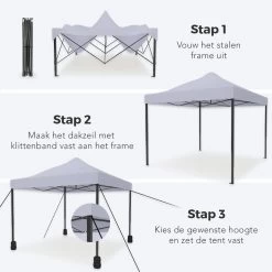 LifeGoods Partytent - 3x3 M - Easy Up - Opvouwbaar - Waterdicht - Draagtas Met Wieltjes - Donkergrijs -Tuinverzorgings Winkel 1200x1200 621