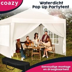 Waterdichte Partytent 3x3 Meter Opvouwbaar Met Zijwanden- Paviljoen Met Zijpanelen - Easy Up - Pop-up Tent Met Haringen, Touw En Anti Slip Poten -Tuinverzorgings Winkel 1200x1200 627