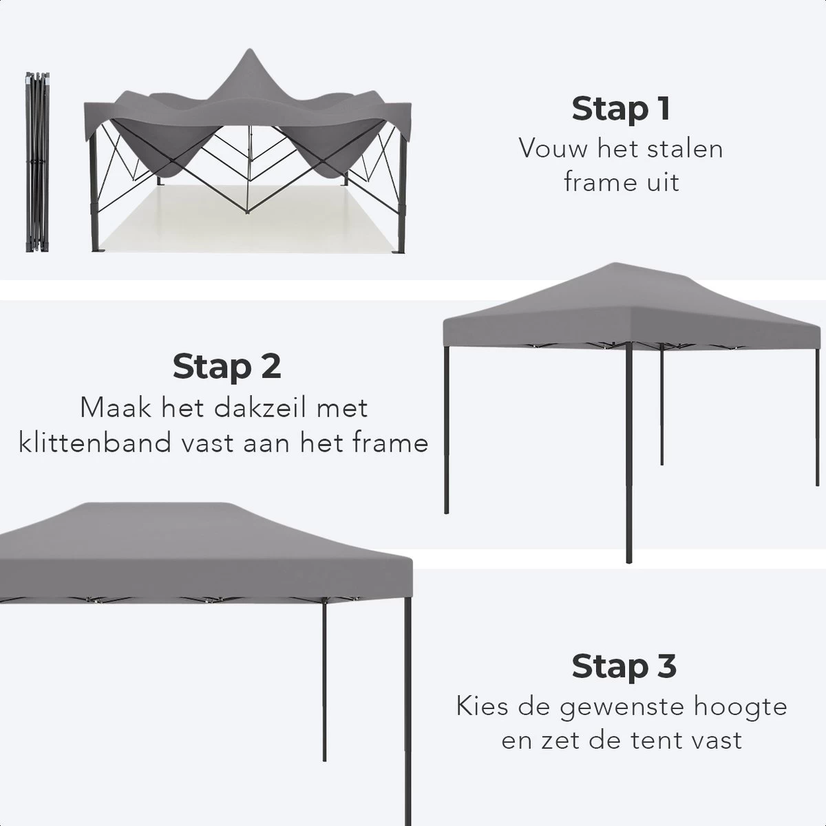 LifeGoods Partytent - 3x4.5 M - Zijwanden - Easy Up - Opvouwbaar - Waterdicht - Draagtas Met Wieltjes - Donkergrijs 8 LifeGoods Partytent - 3x4.5 M - Zijwanden - Easy Up - Opvouwbaar - Waterdicht - Draagtas Met Wieltjes - Donkergrijs - Afbeelding 6