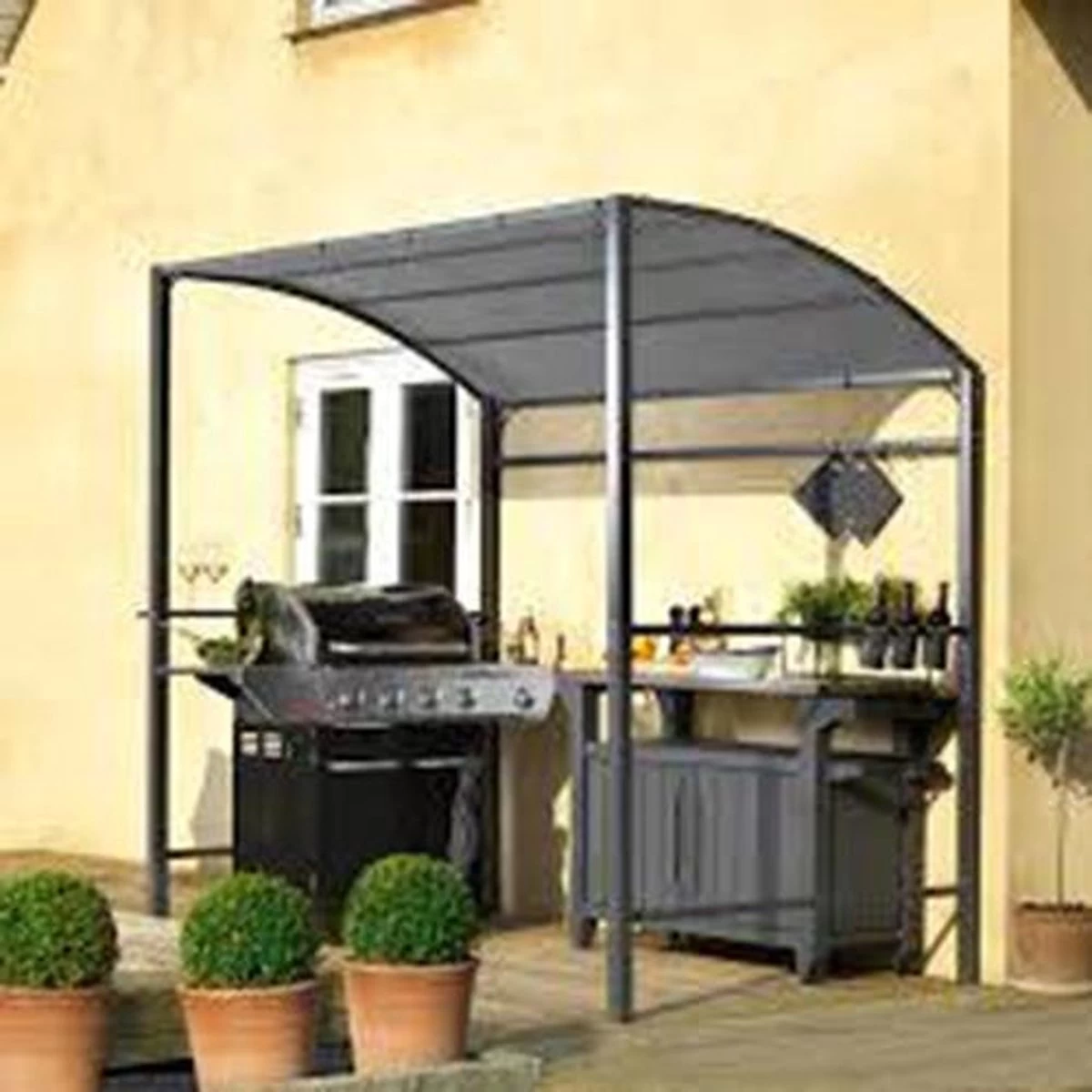Merkloos Barbecue Overkapping Afm. 233 X 145 Cm Zwart 5 Merkloos Barbecue Overkapping Afm. 233 X 145 Cm Zwart - Afbeelding 3