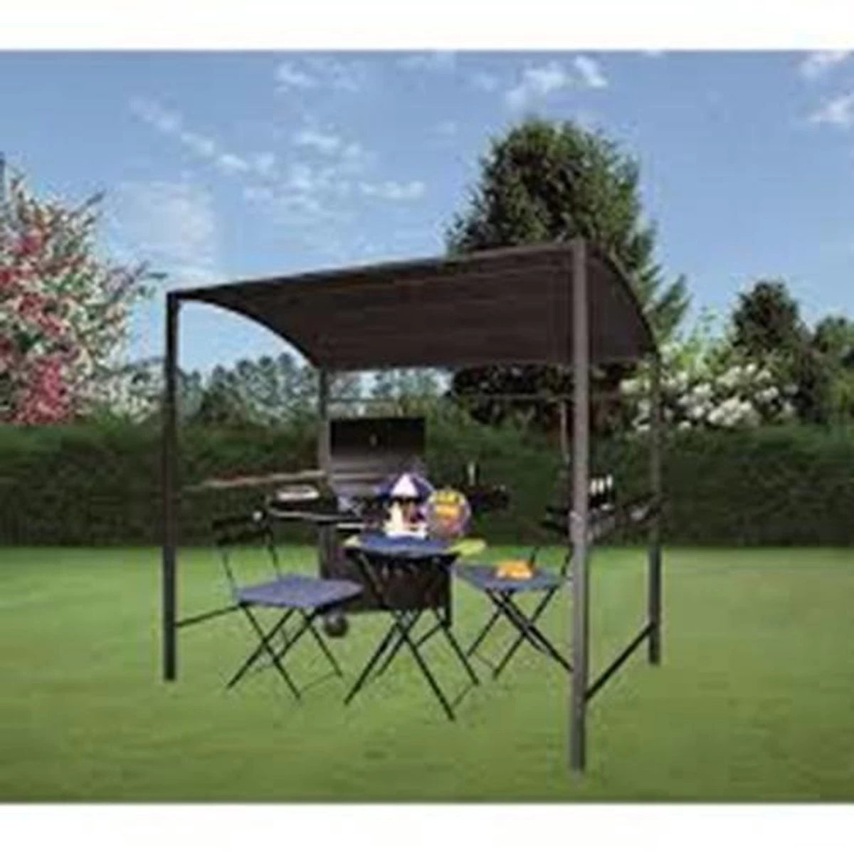 Merkloos Barbecue Overkapping Afm. 233 X 145 Cm Zwart 7 Merkloos Barbecue Overkapping Afm. 233 X 145 Cm Zwart - Afbeelding 5