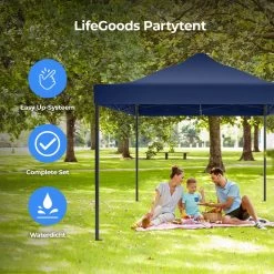 LifeGoods Partytent - 3x4.5 M - Easy Up - Opvouwbaar - Waterdicht - Draagtas Met Wieltjes - Donkerblauw -Tuinverzorgings Winkel 1200x1200 666