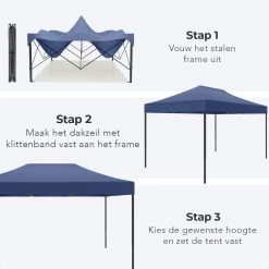 LifeGoods Partytent - 3x4.5 M - Easy Up - Opvouwbaar - Waterdicht - Draagtas Met Wieltjes - Donkerblauw -Tuinverzorgings Winkel 1200x1200 669
