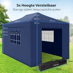 LifeGoods Partytent - 3x4.5 M - Zijwanden - Easy Up - Opvouwbaar - Waterdicht - Draagtas Met Wieltjes - Donkerblauw 16 LifeGoods Partytent - 3x4.5 M - Zijwanden - Easy Up - Opvouwbaar - Waterdicht - Draagtas Met Wieltjes - Donkerblauw -Tuinverzorgings Winkel 1200x1200 699