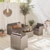 Alice's Garden Loungeset Perugia - 4 Plaatsen - Kleine Tuinset - Wicker - Grijstinten