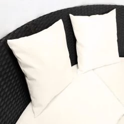 Casaria Polyrattan Zonne-Eiland Ø185cm – Incl. Kussens - Zwart Crème -Tuinverzorgings Winkel 1200x1200 714