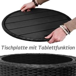 Casaria Polyrattan Zonne-Eiland Ø185cm – Incl. Kussens - Zwart Crème -Tuinverzorgings Winkel 1200x1200 718