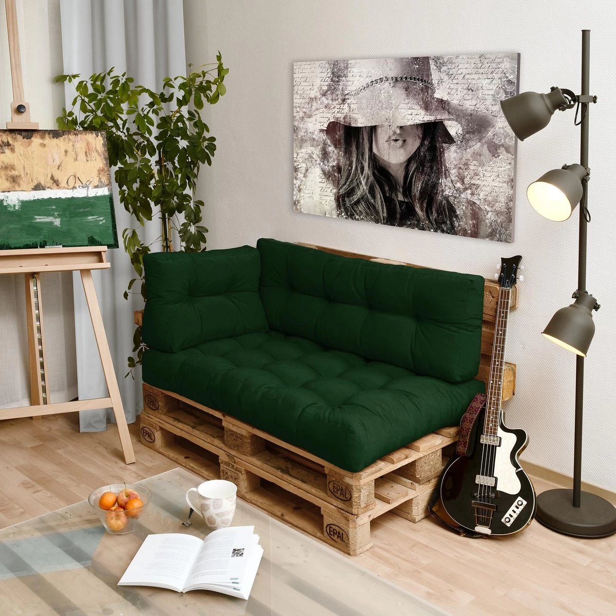 Beautissu Style – Palletkussen Set – 1x Zitkussen 120x80 Cm & 1x Rugkussen 120x40 Cm – Donker Groen 6 Beautissu Style – Palletkussen Set – 1x Zitkussen 120x80 Cm & 1x Rugkussen 120x40 Cm – Donker Groen - Afbeelding 4