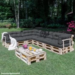 Beautissu Style – Palletkussen Set – 1x Zitkussen 120x80 Cm & 1x Rugkussen 120x40 Cm – Graphiet Grijs -Tuinverzorgings Winkel 1200x1200 821