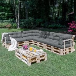 Beautissu Style – Palletkussen Set – 1x Zitkussen 120x80 Cm & 1x Rugkussen 120x40 Cm – Graphiet Grijs -Tuinverzorgings Winkel 1200x1200 822