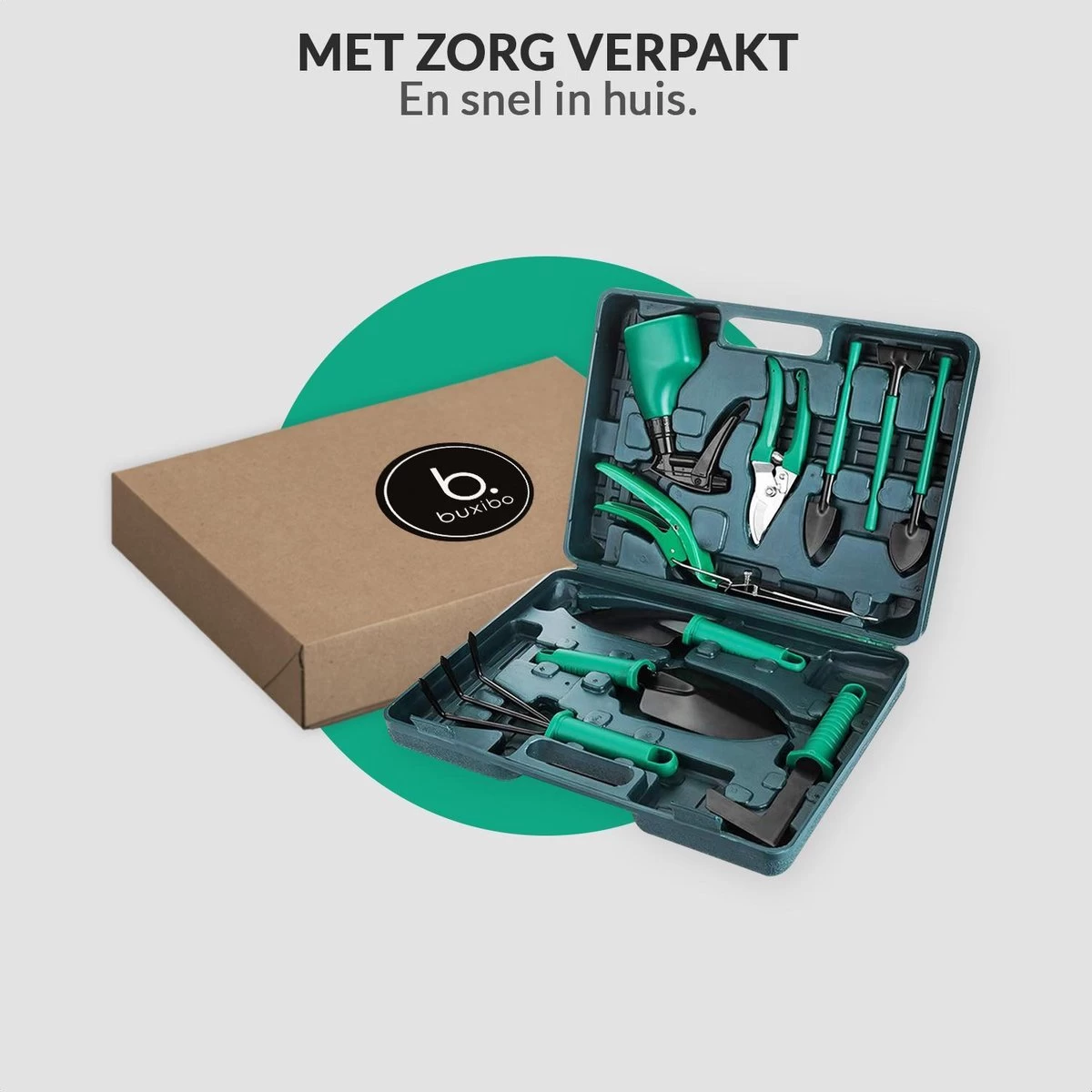 Tuinierset 10 Delig Met Complete Gereedschapskoffer Set Inclusief Tuinschaar, Handschep, Handhark, Plantenspuit, Haakvormige Voegenkrabber, Bloemenschepje, Bloemenschaar, Grasschaar En Heggenschaar 9 Tuinierset 10 Delig Met Complete Gereedschapskoffer Set Inclusief Tuinschaar, Handschep, Handhark, Plantenspuit, Haakvormige Voegenkrabber, Bloemenschepje, Bloemenschaar, Grasschaar En Heggenschaar - Afbeelding 7