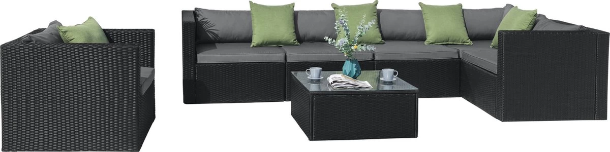 Intimo Garden Levanzo Loungeset – Zwart - 5 Tot 6 Persoons 4 Intimo Garden Levanzo Loungeset – Zwart - 5 Tot 6 Persoons - Afbeelding 2