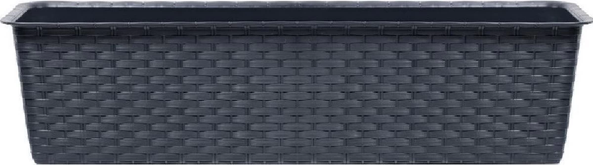 Merkloos 4x Ratolla Rotan Plantenbak/bloembak Antraciet 6.3 Liter - Tuin Decoraties 4 Merkloos 4x Ratolla Rotan Plantenbak/bloembak Antraciet 6.3 Liter - Tuin Decoraties - Afbeelding 2