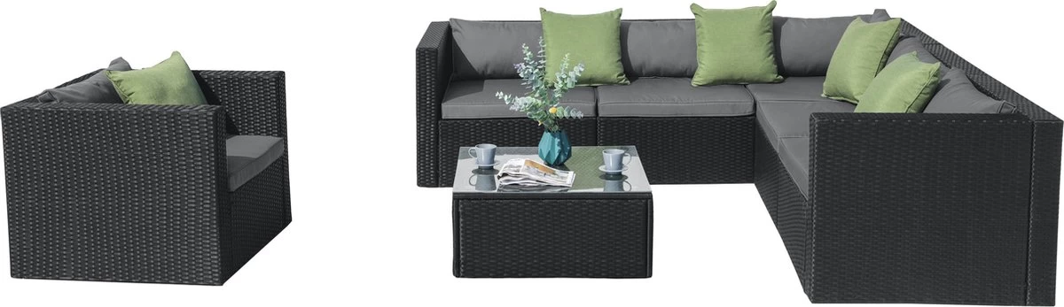 Intimo Garden Levanzo Loungeset – Zwart - 5 Tot 6 Persoons 9 Intimo Garden Levanzo Loungeset – Zwart - 5 Tot 6 Persoons - Afbeelding 7
