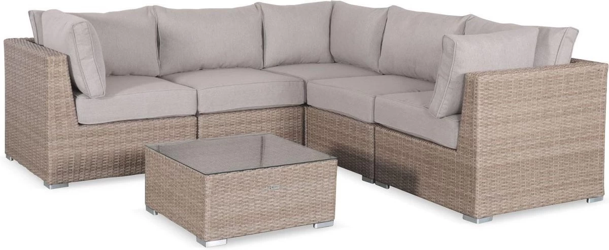 Premium Loungeset - VITTORIA - Rond Wicker– 5 Plaatsen, Naturel/beige 3 Premium Loungeset - VITTORIA - Rond Wicker– 5 Plaatsen, Naturel/beige