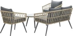 Garden Impressions Franklin Loungeset 4-delig - Wicker - Carbon Black/mystic Grey -Tuinverzorgings Winkel 1200x596