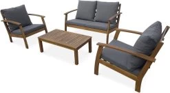 Houten Loungeset 4 Plaatsen - Ushuaïa - Grijs Kussens, Bank, Fauteuils En Lage Tafel Van Acacia, Design -Tuinverzorgings Winkel 1200x659 2
