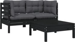 VidaXL 3-delige Loungeset Met Kussens Massief Grenenhout Zwart -Tuinverzorgings Winkel 1200x665