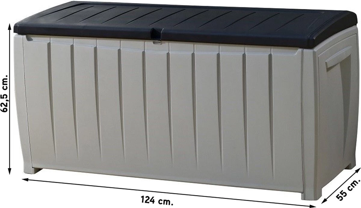 Keter Novel Opbergbox - 340L - 124x55x62.5cm - Grijs 14 Keter Novel Opbergbox - 340L - 124x55x62.5cm - Grijs - Afbeelding 12