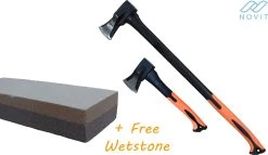 Novit Bijlenset - Kloofbijl & Handbijl - Gratis Wetsteen - Bijl 2.2kg + 1kg - Kliefhamer