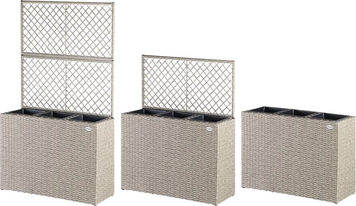 Casaria Polyrattan Bloembak – 3 Bakken Klimophek - Crème 10 Casaria Polyrattan Bloembak – 3 Bakken Klimophek - Crème - Afbeelding 8