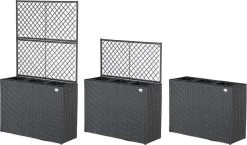 Casaria Polyrattan Plantenbak - Met Klimoprek - 3 Bakken Zwart -Tuinverzorgings Winkel 1200x704 2