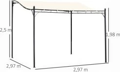 Outsunny Pergola Partytent Paviljoen Overkapping Tent Metaal Crème 297x297 Cm 84C-038 -Tuinverzorgings Winkel 1200x717 4