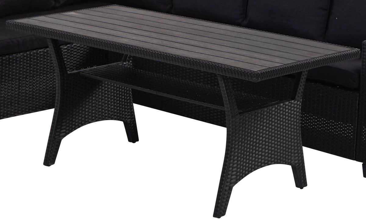 Rotan Loungeset Zwart 6 Pers Eettafel Kussens Weerbestendige Hoeklounge 5 Rotan Loungeset Zwart 6 Pers Eettafel Kussens Weerbestendige Hoeklounge - Afbeelding 3