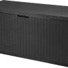 Verrijdbare Tuinkussen Opbergbox - Rattan Look - Zwart - 350 Liter