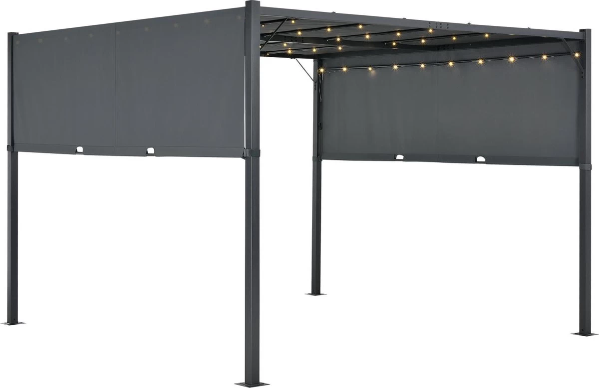 Pergola Fortaleza Tuinpaviljoen Met LED Verlichting 3x3 M Donkergrijs 3 Pergola Fortaleza Tuinpaviljoen Met LED Verlichting 3x3 M Donkergrijs