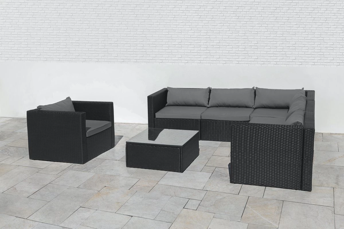 Intimo Garden Levanzo Loungeset – Zwart - 5 Tot 6 Persoons 11 Intimo Garden Levanzo Loungeset – Zwart - 5 Tot 6 Persoons - Afbeelding 9