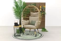 Lola Egg Relaxstoel - Natural Sand - Mand Stoel