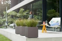 Elho Vivo Structure Finish Vierkant 40 - Plantenbak Voor Binnen & Buiten - Ø 39 X H 41 - Grijs/Warm Grijs -Tuinverzorgings Winkel 1200x800 514