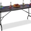 MaxxGarden Vouwtafel - Zwart - Rotanlook - 180x75x74 Cm