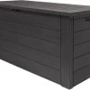 Merkloos Woody Tuin Opbergbox - 324 Liter 45x120x60 Cm - Tuinkussenbox - Antraciet/bruin