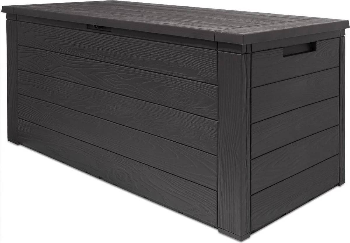 Merkloos Woody Tuin Opbergbox - 324 Liter 45x120x60 Cm - Tuinkussenbox - Antraciet/bruin 3 Merkloos Woody Tuin Opbergbox - 324 Liter 45x120x60 Cm - Tuinkussenbox - Antraciet/bruin