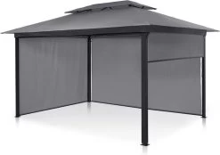 Blumfeldt Grandezza Cortina Tuinpaviljoen , 6 X6 Cm Stalen Frame Met Poedercoating , Overdekt Oppervlak Van 3 X 4 Meter , Polyester