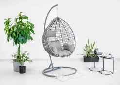 Hangstoel - Ei Stoel - Met Grijze Standaard & Kussens - Tot 125kg -Tuinverzorgings Winkel 1200x851 1