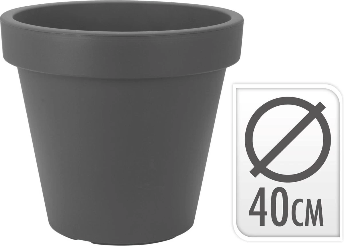 Kunststof Bloempot Antraciet Ø40 Cm - Hoogte 35 Cm 4 Kunststof Bloempot Antraciet Ø40 Cm - Hoogte 35 Cm - Afbeelding 2
