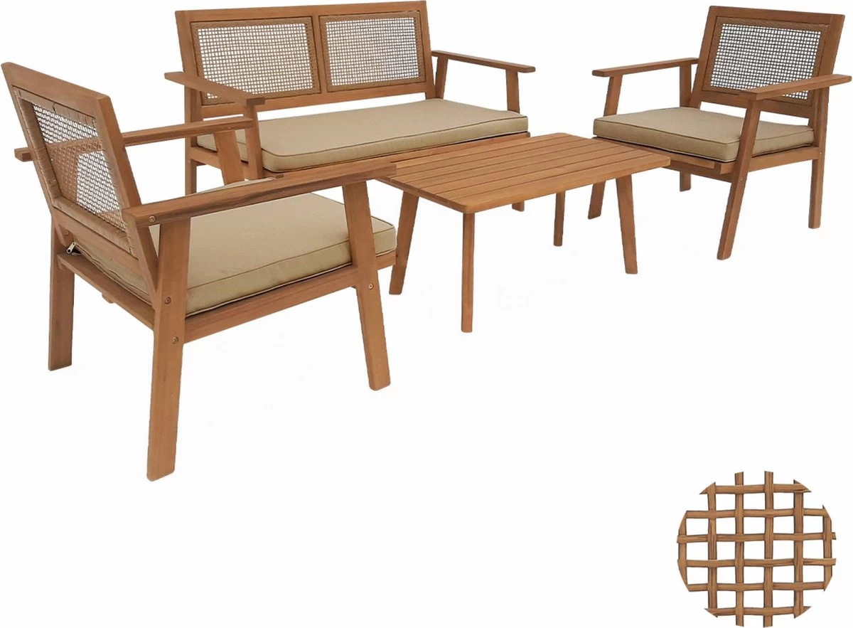 Tuinmeubelset 4 Zitplaatsen + 1 Salontafel L Alice's Garden 3 Tuinmeubelset 4 Zitplaatsen + 1 Salontafel L Alice's Garden