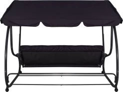 Springos Schommelbank | Linda-Schommel | 3-zits | Waterafstotend | Inclusief 2 Kussens | Verstelbare Luifel | 162 X 200 X 120 Cm | Zwart -Tuinverzorgings Winkel 1200x897 1