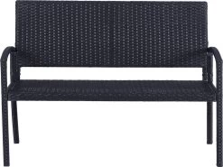 Outsunny Polyrotan Tuinbank 2-zits Parkbank Bank Staal Zwart 867-022 -Tuinverzorgings Winkel 1200x898