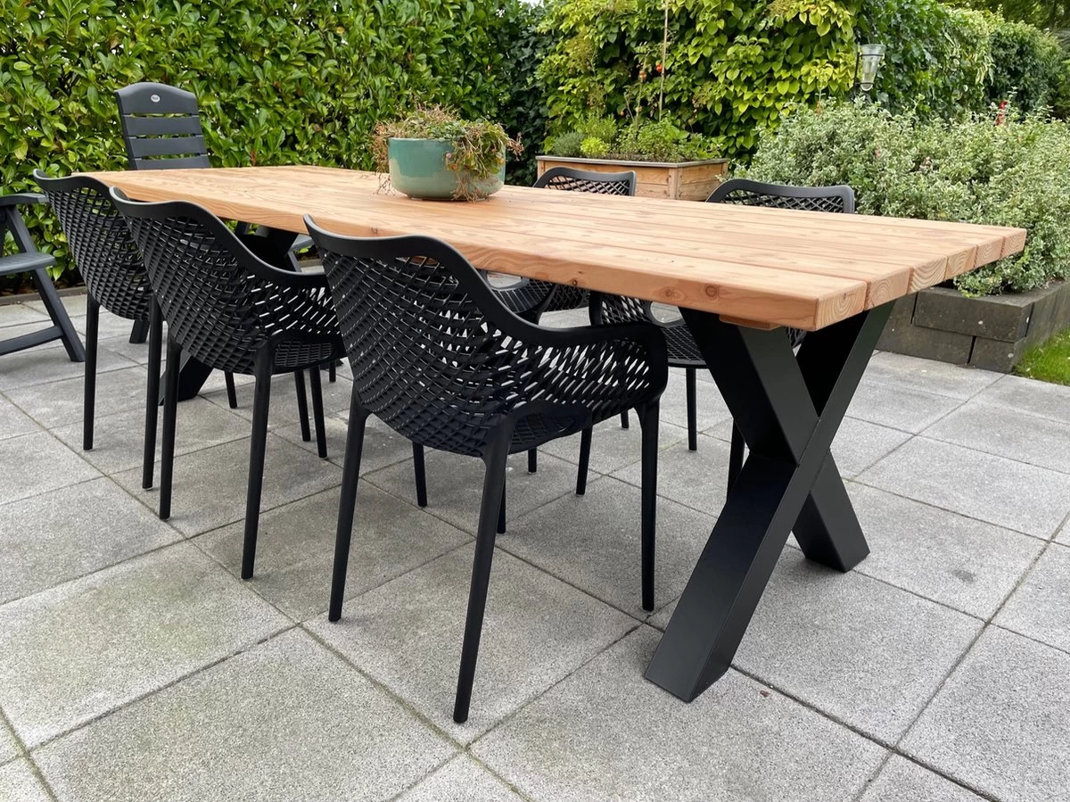 Tuintafel Douglas 300 Cm X 90 Cm | Stalen Poten | 8-10 Personen | DuuMaa 8 Tuintafel Douglas 300 Cm X 90 Cm | Stalen Poten | 8-10 Personen | DuuMaa - Afbeelding 6